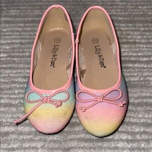 Kids Sparkly Rainbow Ballet Flats, size 11